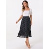INSPIRE CHIC Women's Chiffon Elastic Waist Ruffle Tiered Flowy Midi Floral Printed Skirts - 3 of 4