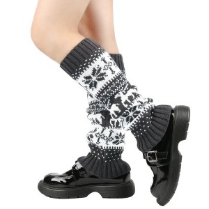 Anna-Kaci Fair Isle Knit Leg Warmers with Soft Stretch Ribbed Cuffs and Festive Patterned Design for Cozy Winter Layering - 1 of 3