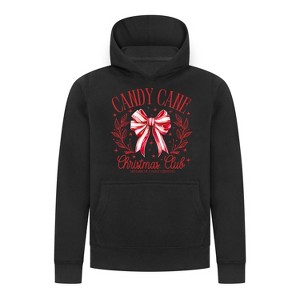 Everyday Kids Christmas Collection Candy Cane Christmas Club Girls Pullover Hoodie – Holiday Sweatshirt - Black - 1 of 1