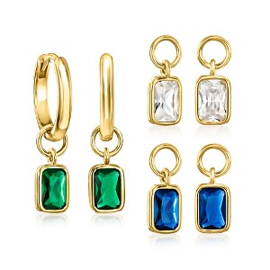 Ross-Simons 2.20 T. T.W. Simulated Multi-Gemstone and 1.10 ct. t.w. CZ Jewelry Set: 18kt Gold Over Sterling Hoop Earrings With 3 Pairs Of - 1 of 4
