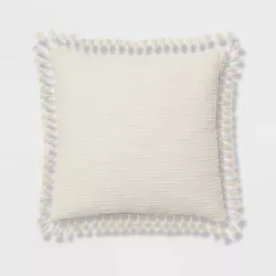 Euro Textured Slub Tassel Decorative Throw Pillow Natural - Threshold™