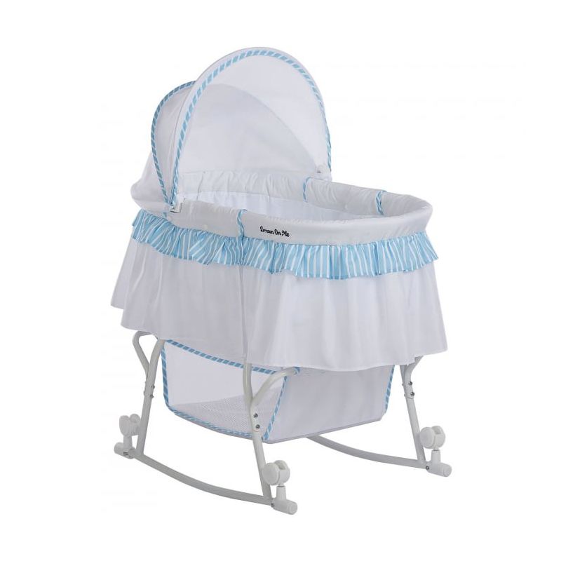 Dream On Me JPMA Certified Lacy Portable 2-in-1 Bassinet & Cradle, Blue/White, 3 of 8