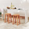 Tangkula Outdoor Wood Bar Stools Set of 2 w/Round Seat Footrest Patio Backless Barstools - 3 of 4