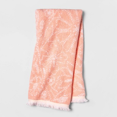 coral and grey towels