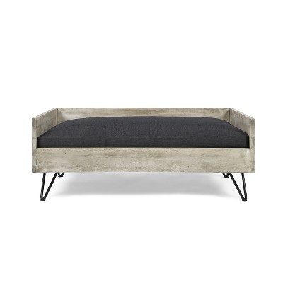 Gulches 36" Rattan Dog Sofa Bed , Indoor/Outdoor, Water-Resistant, Mid-Century Modern Design for Ultimate Pet Comfort- Beige