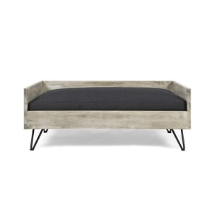 Gulches 36" Rattan Dog Sofa Bed , Indoor/Outdoor, Water-Resistant, Mid-Century Modern Design for Ultimate Pet Comfort- Beige - 1 of 4
