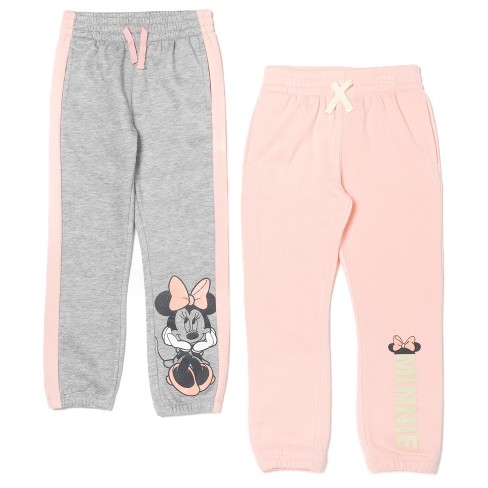 Mickey Mouse & Friends Minnie Mouse Toddler Girls Fleece 2 Pack Jogger  Pants Gray / Pink 2T