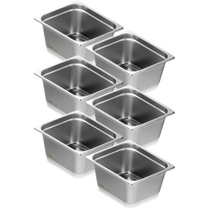 VEVOR 6 Pack Hotel Pans, 1/2 Size Anti-Jam Steam Pan, 0.8mm Thick Stainless Steel Restaurant Steam Table Pan, 6-Inch Deep Commercial Table Pan - 1 of 4