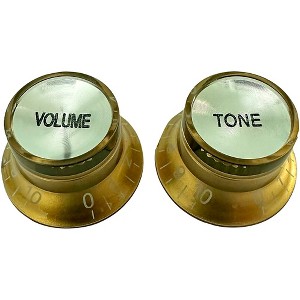 AxLabs Top Hat Knobs - Volume and Tone with White Lettering Gold - 1 of 1