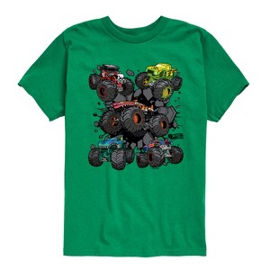 Boys' - Hot Wheels - Monster Truck Grids Short Sleeve Graphic T-Shirt - 1 of 4