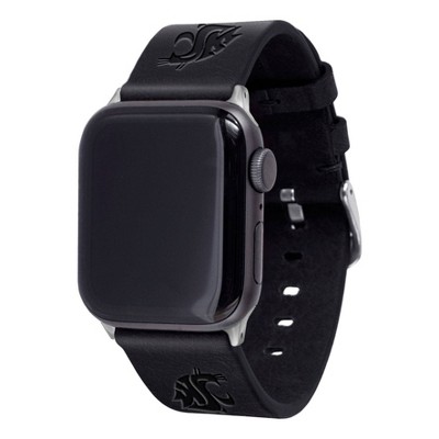 NCAA Washington State Cougars Apple Watch Compatible Leather Band 42/44mm - Black