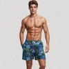 Anna-Kaci Swim Men's Tropical Leaf Print Swim Trunks with Quick-Dry Fabric and Drawstring Waistband for Beach and Pool Comfort - 2 of 4