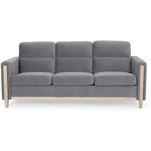 Acekool Modern Upholstered 3-Seater Sofa, Loveseat with Side Pocket, Wood Frame, for Living Room, Bedroom, Office, Gray - 1 of 4