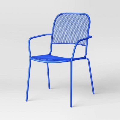 Metal Mesh Patio Stack Chair Blue - Room Essentials™