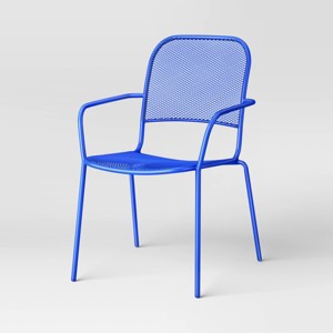 Metal Mesh Patio Stack Chair Blue - Room Essentials™ - 1 of 4