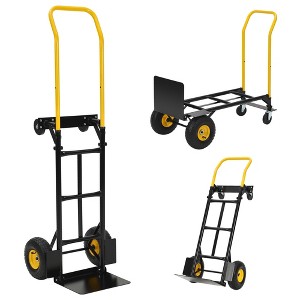 2-In-1 Convertible Hand Truck & Platform Dolly – Heavy Duty 400/800 Lbs Capacity, 4 Non-Flat Wheels, Multi-Purpose Utility Cart for Moving, Industria - 1 of 4