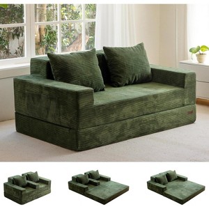 MAXYOYO Sofa Bed, 4 in 1 Foldable Floor Sofa Couch in A Box with 2 Cup Holders, Convertible 3 Seater Boneless Couch, No Assembly Required - 1 of 4