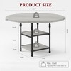 Round Dining Table for 4-6 People, 47 Inch Farmhouse-Style Wooden Table with 2-Layer Storage Shelf, Sturdy Base for Dining Room and Living Room - 3 of 4
