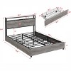 TOAOTBNBO Modern Bed with Storage Headboard, Twin Bed Frame with Charging Station, Comfortable Platform Bed with 4 Drawers, Gray Wash - 3 of 4
