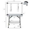 Folding Dog Grooming Table with Stainless Steel Frame,Adjustable Arm,Noose,Non Slip Surface and Storage Basket - LAOTIES - 2 of 4