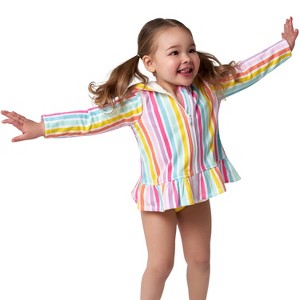 Gerber Baby Girls' Swim Zipper Hoodie Terry Coverup - Rainbow - 3-6 Months - 1 of 4