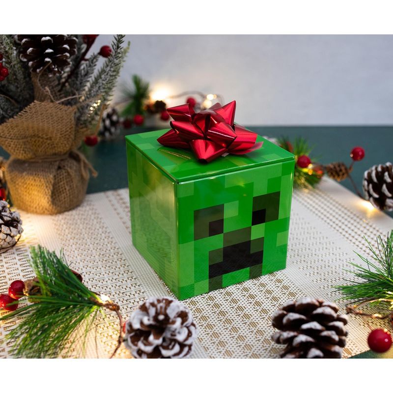 Ukonic Minecraft Creeper Tin Storage Box Cube Organizer with Lid | 4 Inches, 3 of 8