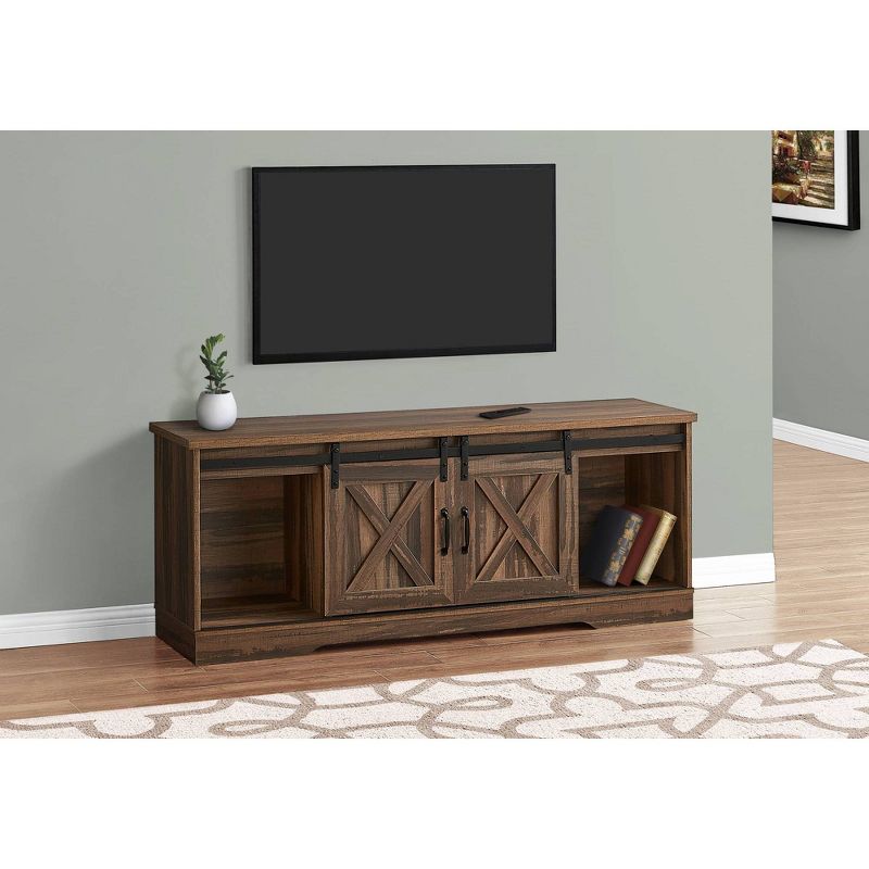 Reclaimed Wood Look TV Stand for TVs up to 60&#34; with Barn Style Sliding Doors Brown - EveryRoom, 3 of 13