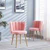Modern Dining Chair Set of 2, with Iron Tube Wood Color Legs, Shorthair Cushions and Comfortable Backrest, for Dining Room, Living Room, Cafe - 3 of 4