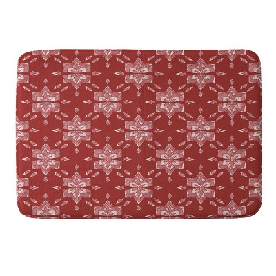 Schatzi Brown Retro Jumbo Daisy Pink Memory Foam Bath Mat White - Deny Designs