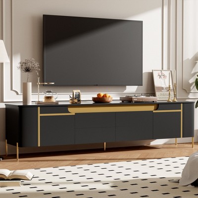 NicBex TV Stand for 80 Inch TV with Concealed Handles,TV Entertanment Center with 4 Drawers and Cabinets,Modern TV Console Table for Living Room