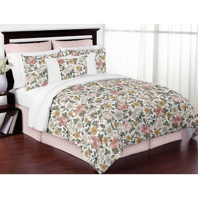 3pc Queen Vintage Floral Bedding Set Pink/Green - Sweet Jojo Designs
