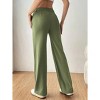 Women Elastic Straight Leg Long Pants High Waisted Summer Fall Casual Work Sweatpants Trousers with Pockets - 2 of 4