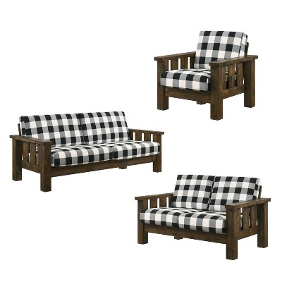 3pc Jovie Gingham Rustic Sofa and Loveseat Set - HOMES: Inside + Out