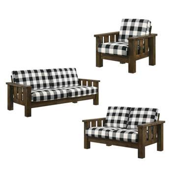 3pc Jovie Gingham Rustic Sofa and Loveseat Set - HOMES: Inside + Out