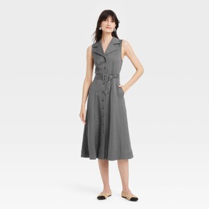 Women's Tie-Waist Midi Shirtdress - A New Day™ - 1 of 3