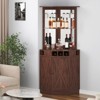 VEVOR Corner Industrial Bar Cabinet, Wine Table for Liquor & Glasses, Sideboard Buffet Cabinet with Glass Holder, Black Walnut - 2 of 4