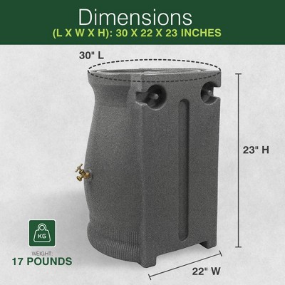 Light Granite 50 Gallon Plastic Rain Barrel with Planter