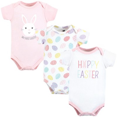 Hudson Baby Infant Girl Cotton Bodysuits, Happy Easter : Target