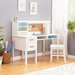 Guidecraft Taiga Kids Desk and Chair Set with Hutch: Kids Wood Desk with Drawers, Storage Shelf, and Corkboard | Study Table for Kids Bedroom - 1 of 4