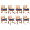 vidaXL Patio Chair Set of 8 Natural wood Solid Acacia wood Standard - 2 of 4