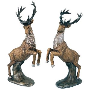 Melrose Set of 2 Bronze and Silver Deer Statues 15" - 1 of 1