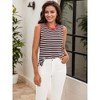 ATHLECHIC Women's Striped Color Block Side Slits Crew Neck Casual Sleeveless Shirts - 2 of 4