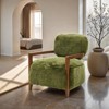 Sapphtopaz Modern Faux Fur Accent Chair with Raked Back & Wooden Arms Upholstered Comfy Bedroom Chair Soft Armchair for Living Room, Bedroom - 2 of 4