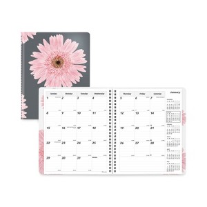 Essential Collection Ruled Monthly Planner, Pink Daisy Artwork, 8.88 x 7.13, Black/Pink Cover, 14-Month: Dec 2025 to Jan 2027 - 1 of 4