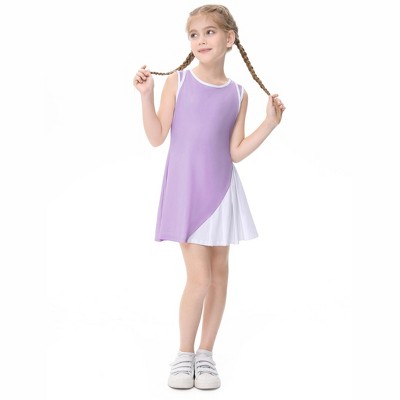 Girls Tennis Golf Dress Outfit Sleeveless A-line Pleated Athletic Skirt Dress with Pockets Safety Inner Shorts