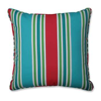 25" Aruba Stripe Floor Pillow Blue - Pillow Perfect