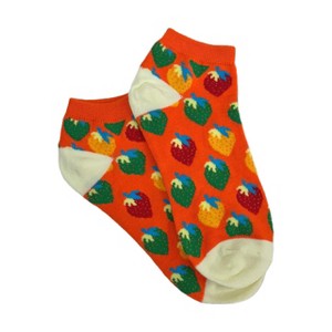 Colorful Strawberry Patterned Ankle Socks  (Women's Sizes Adult Medium) - 1 of 3