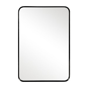 Rounded Corner Matte Black Aluminum Rectangular Wall Mirror - 1 of 4