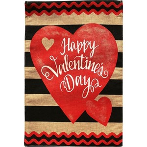 Briarwood Lane Striped Valenetine's Day Burlap Garden Flag 18" x 12.5" - 1 of 4