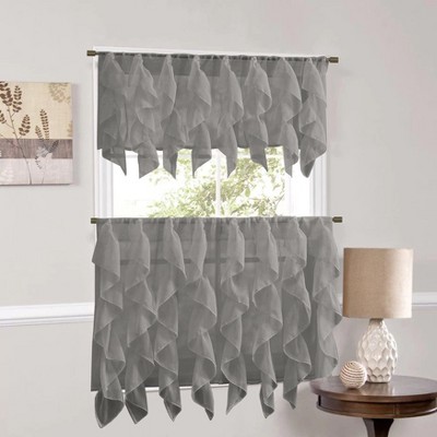 Sheer Voile Vertical Ruffle Window Kitchen Curtain by Sweet Home Collection®